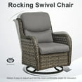 thumbnail image 5 of OPOHORO High Back Patio Swivel Glider Chairs Set of 2, All Weather Outdoor Gray Wicker Swivel Glider Rocking Chairs for Porch Deck with Thick Cushion in Gray, 5 of 8