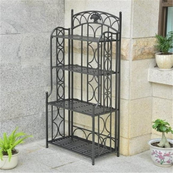 Segovia Iron 4-Tier Bakers Rack, Antique Black