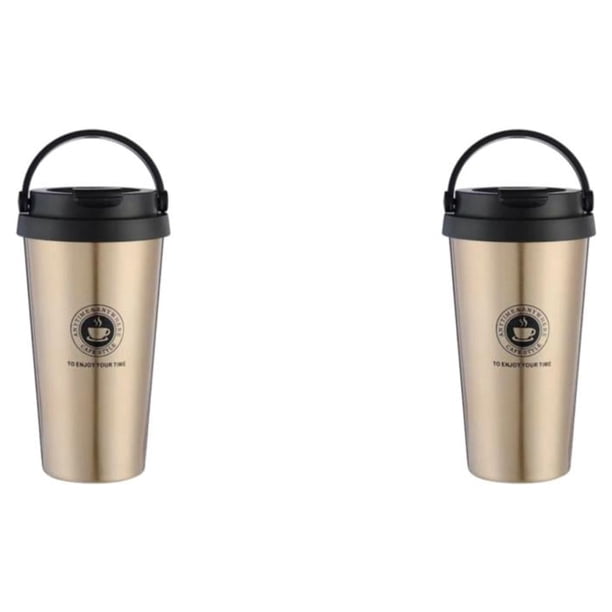 Taza de café ecológica Wosthever de Acero inoxidable dorado 500ml 2Conjunto
