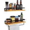 thumbnail image 6 of Floating Wall Shelf Wood Wall Mounted Floating Shelves with Towel Rack Rustic Storage Shelves Ideal for Living Room Bedroom Hallway Bathroom 2 Pieces, 6 of 6