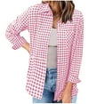 thumbnail image 2 of POROPL Womens Fall Tops,Women's Casual Fashion Plaid Color Matching Pocket Button Loose Coat Shirt for Women 2025, 2 of 7