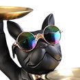 thumbnail image 3 of Chic Perro Escultura Perros Estatua con Bandeja Moderna Animal Estatuilro Resina Negro Gloria llavero de estatua de resina, 3 of 8