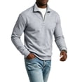 thumbnail image 2 of Mens Quarter Zip Pullover Sweater Lightweight Mock Neck Slim Fit Pullover Knit Casual Polo Sweaters Gray S, 2 of 8