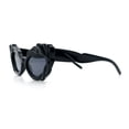 thumbnail image 6 of Womens Floral Thick Plastic Foliage Oval Retro Fashion Plastic Sunglasses All Black, 6 of 8