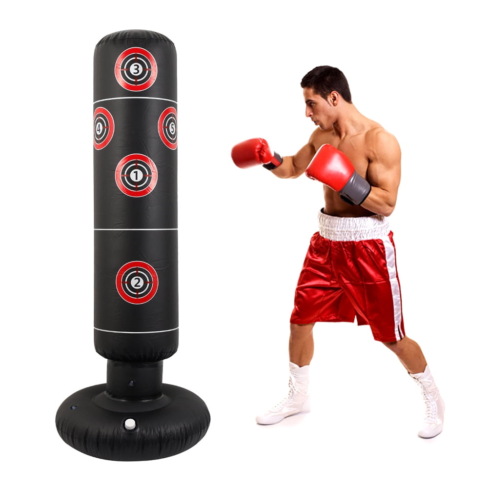 Inflatable Punching Bag Indoor Training Kick Boxing Martial Arts Practice w/Pump 
