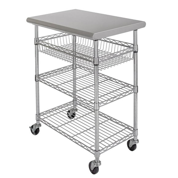 Chariot de cuisine en acier inoxydable Seville Classics, 30" x 20" x 36"