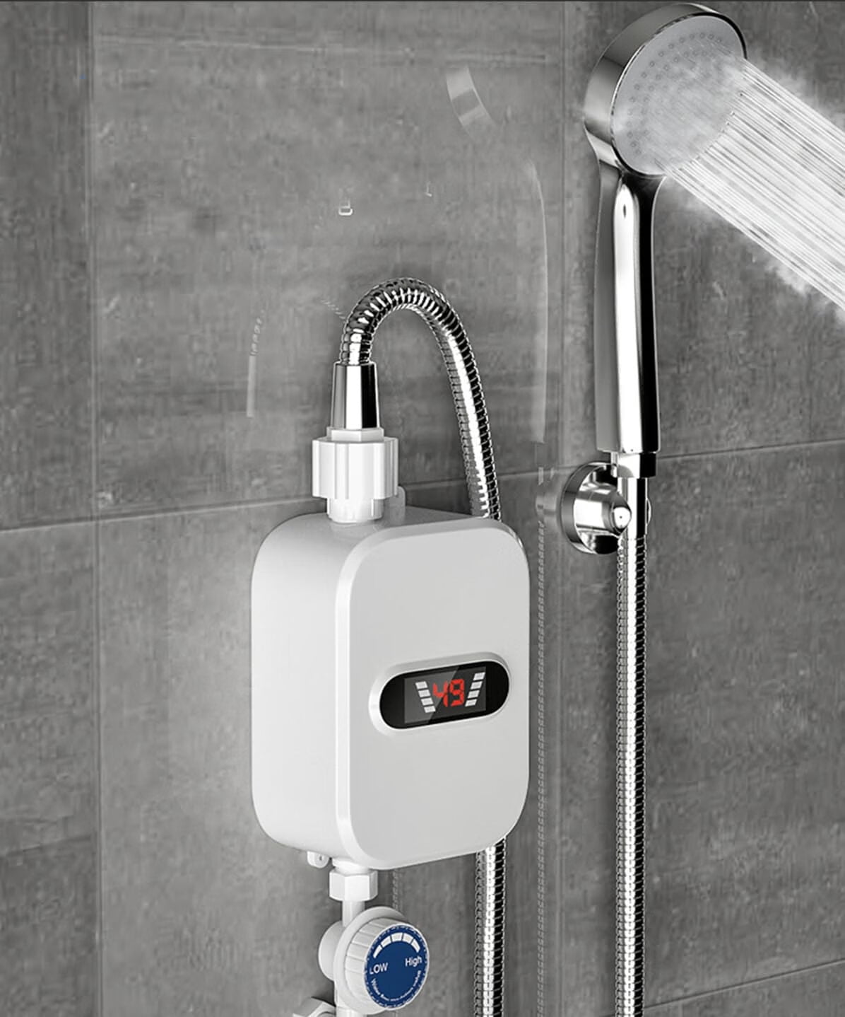 Electric Shower Head Tankless Water Heater Thermostatic Shower Head Set Temperature Adjustable Home Bathroom Waterproof Instant Water Heating Machine