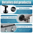 thumbnail image 3 of Kit de Accesorios de Baño de Pared, Acero Inoxidable, 5 Piezas, Incluye Toallero, Portarrollos, Ganchos Multifuncionales (Negro), 3 of 4