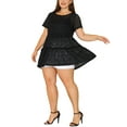thumbnail image 2 of Unique Bargains Women's Plus Tunic Tiered Lace Round Neck Short Sleeve Peplum Tops 2X Black, 2 of 6