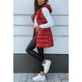 thumbnail image 5 of Women Long Vest Solid Color Sleeveless Hood Winter Puffer Vest Outwear, 5 of 5