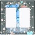 thumbnail image 2 of Metal Light Switch Wall Plate Outlet Cover (2 Teddy Bears Blue With Love Heart Balloon Flower - Double Rocker), 2 of 2