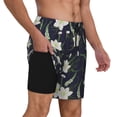 thumbnail image 2 of Balery Lilies Flowers Bañador para hombre, shorts de playa de secado rápido con entrepierna y forro de compresión-XX-Large, 2 of 6