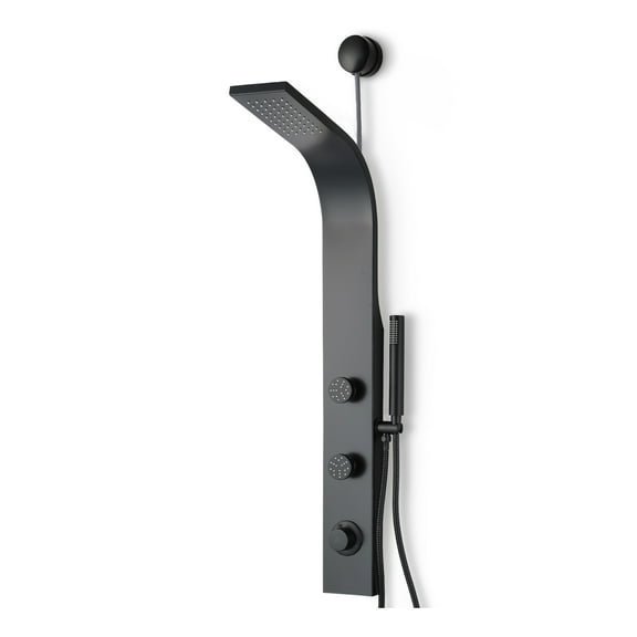 Cici Series 39 in. 2-Jetted Shower Tower with Heavy Rain Showerhead and Spray Wand, Shower System in Matte Black