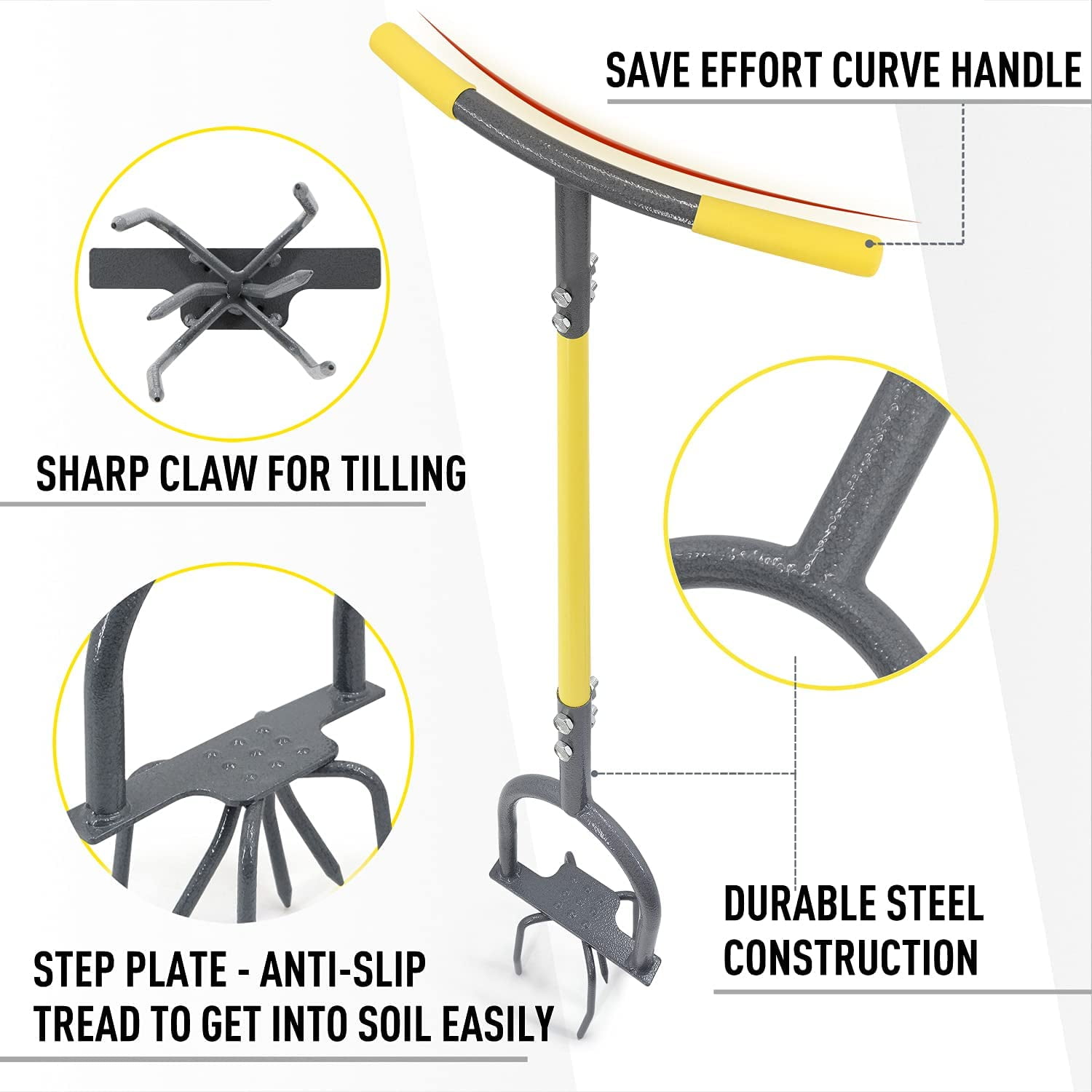 Hand Tiller Garden Claw, Manual Tiller for Flower Box and Raised Bed