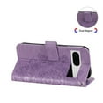 thumbnail image 5 of SaniMore for Google Pixel 7 Case with Wrist Strap, Fashion Flower Embossing Design for Girls/Women, Dual Magnet Card Holder Wallet Cover Kickstand Shockproof for Google Pixel 7, Purple, 5 of 9