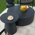 thumbnail image 7 of Elementi Rome Coffee Table End Table Set of 3 for Indoor Outdoor Patio Tables Outdoor Furniture Coffee Table Set Side Table Living Room Furniture Center Table Nightstand Concrete, Slate Black - Round, 7 of 7