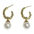 thumbnail image 2 of Pendientes ovalados de oro con perlas para mujer Pendientes geométricos exagerados de alta gama Pendientes de moda, 2 of 5