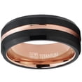 thumbnail image 3 of Metal Masters Rosetone Black Brushed Titanium Ring Wedding Band Engagement Ring Grooved Beveled Edge Ring 11.5, 3 of 5