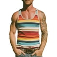 thumbnail image 2 of Men's Athletic Tank Top Sleeveless T-Shirt Summer Striped Vest Fitness Summer Casual Activewear Pink 3Xl, 2 of 4