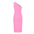 thumbnail image 5 of Women One Shoulder Ruched Cocktail Midi Dress Elegant Casual Party Bodycon Wedding Guest Dress Evening Prom Dresses Pink L, 5 of 5