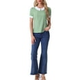 thumbnail image 2 of INSPIRAR CHIC Blusas de Mujer con Cuello Peter Pan en Contraste, con Lunares, de Manga Corta, Talla XS, Verde Polvoriento, 2 of 6