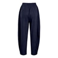 thumbnail image 4 of Aihuaihua Linen Capri Pants for Women Cropped Barrel Drawstring Wide Leg Cotton Capris 2026 Casual Summer Boho Baggy Palazzo Trouser, 4 of 9
