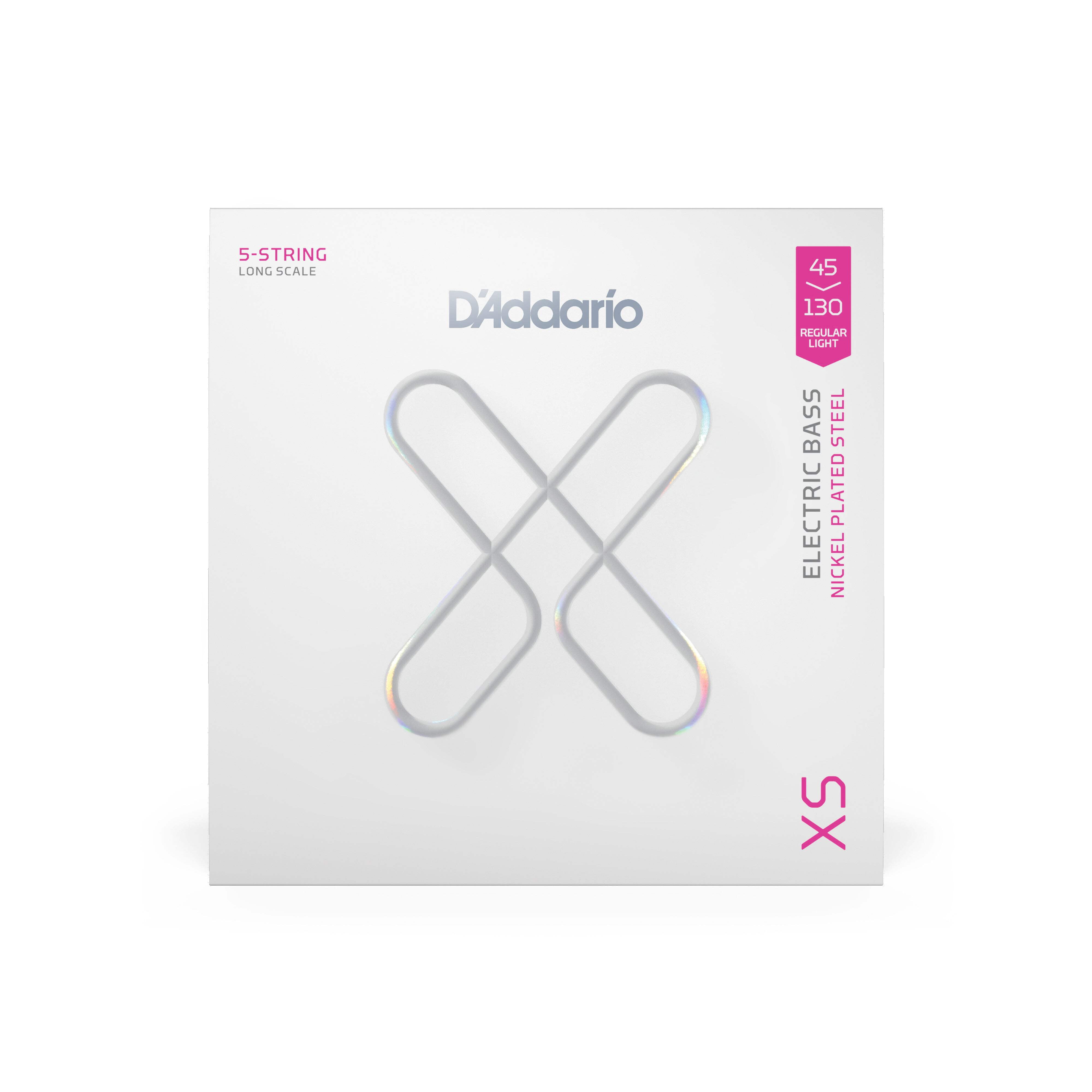 D'Addario XS Nickel Bass Electric Bass Guitar Strings - Regular Light (45 - 130)