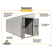 Yardsaver® 4 X 10 Ft Steel Storage Shed Pent Roof Eggshell