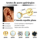 thumbnail image 2 of 9 Pares Aretes Con Piercing Cartílago Acero Inoxidable Mujer Xtellar amarillo, 2 of 3