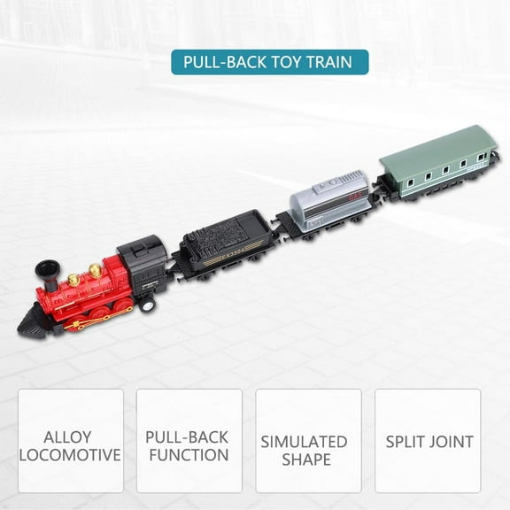 Classical Alloy Plastic Simulated Steam Train Pull back Model Kid Child Toy Gift (Red)