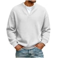 thumbnail image 2 of Men’s Long Sleeve Layered T-Shirt V Neck Split Hem Breachable Modal Blend Top, Casual Daily Streetwear Gym Vacation | Zenithor,White 4XL, 2 of 5