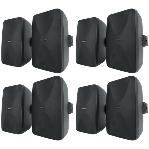 8) Rockville WET-6525B 6.5" 70V Commercial Indoor/Outdoor Wall Speakers in Black