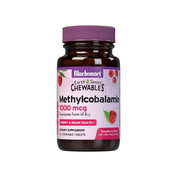 Bluebonnet EarthSweet Methylcobalamin 1000mcg Coenzyme Form of B12, Raspberry 60 Days