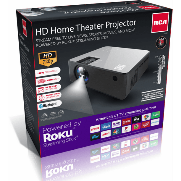 RCA 720p RPJ133 Home Theater Projector includes Roku® Streaming Stick