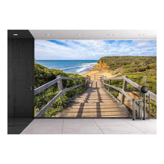 wall26 - Walkway of The Legendary Bells Beach - The Beach of The Cult Film Point Break - Removable Wall Mural | Self-Adhesive Large Wallpaper - 100x144 inches