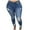 Blue, variant on Idoravan Stretchy Jeans for Women High Waisted Women Slim Washed Ripped Hole Gradient Long Jeans Sexy Regular Pants