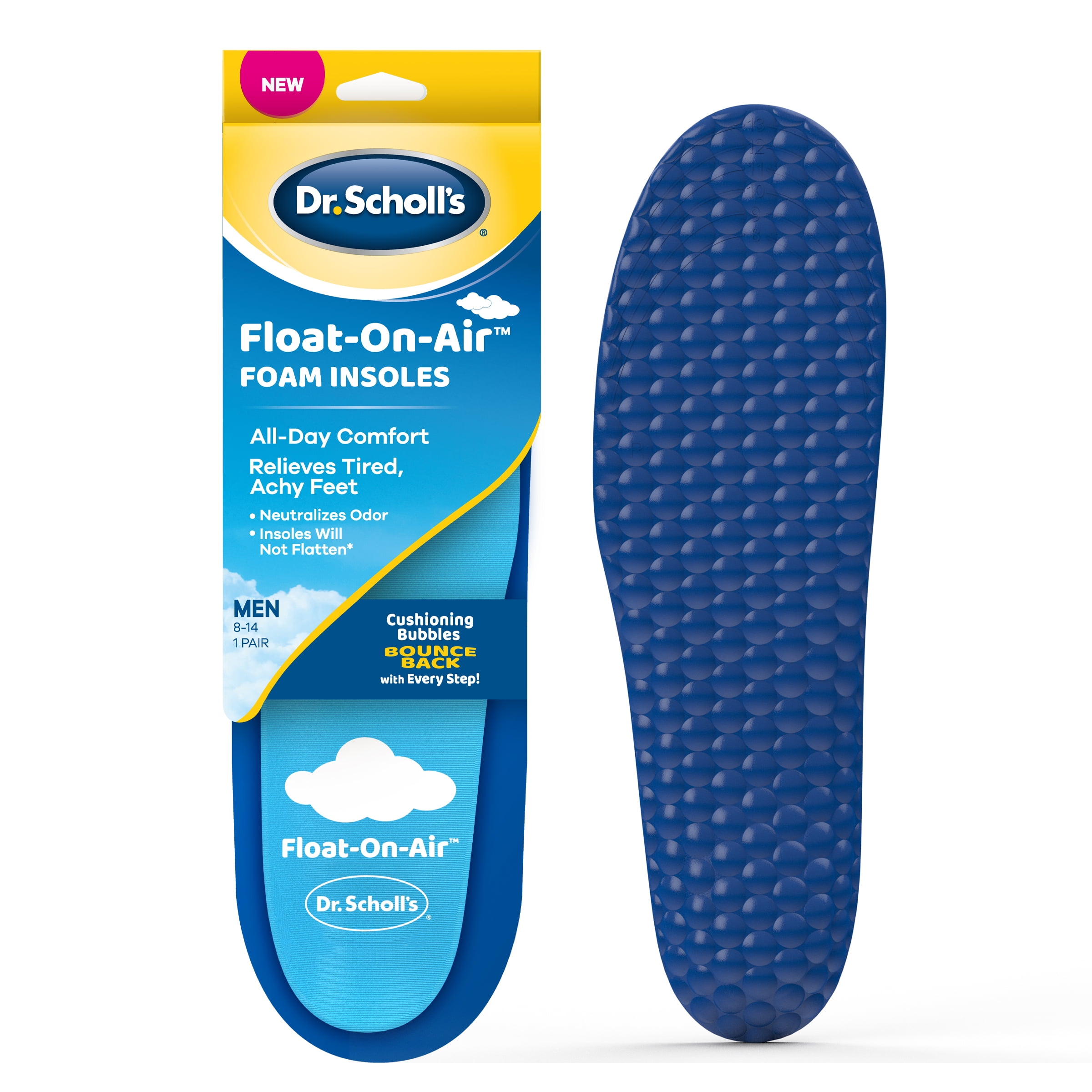Dr. Scholl's Float-On-Air Insoles for Men, Shoe Inserts That Relieve Tired, Achy Feet with All Day Comfort, , Men's size 8-14, 1 Pair