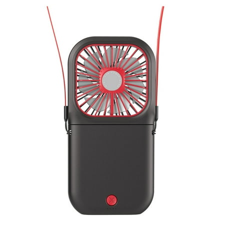 

Portable Handheld Personal Necklace Fan Foldable Mini Quiet USB Rechargeable Fan Power Bank Hands Free Necklace Fans black