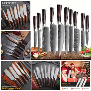 Professional Kitchen Knife Set Damascus Patterned Chef S Knife Kitchen Additions Stainless Steel Chef S Knife Versatile Boning Knife Chef S Knife Fruit Knife Carving Knife