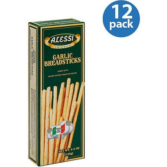 Alessi Garlic Breadsticks, 4.4 oz, (Pack of 12)