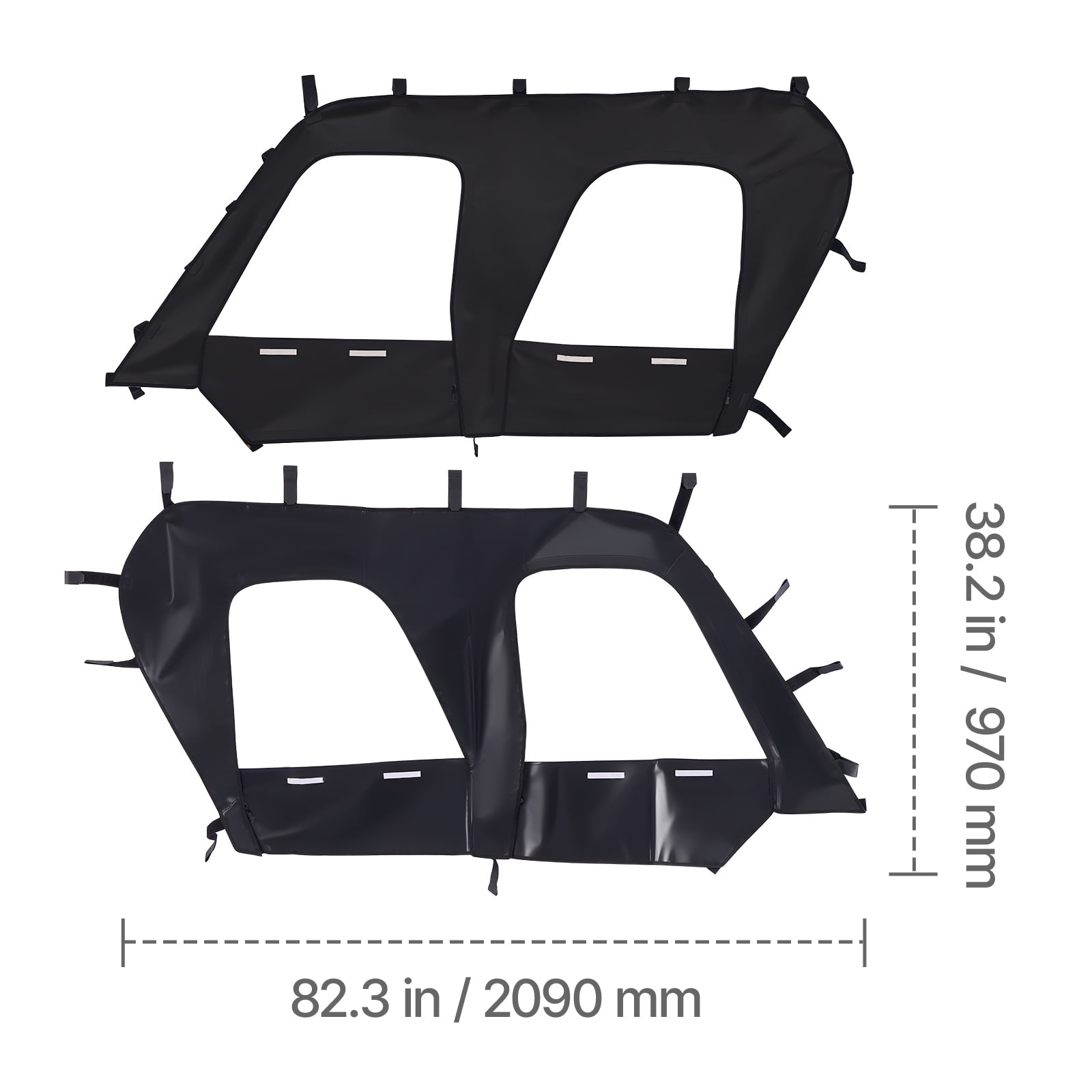 KFFKFF Cab Enclosure Upper Doors, Compatible with Kawasaki Teryx4 2012-2022, Soft Upper Doors, Windproof & Waterproof Zippered UTV Side Window Kit