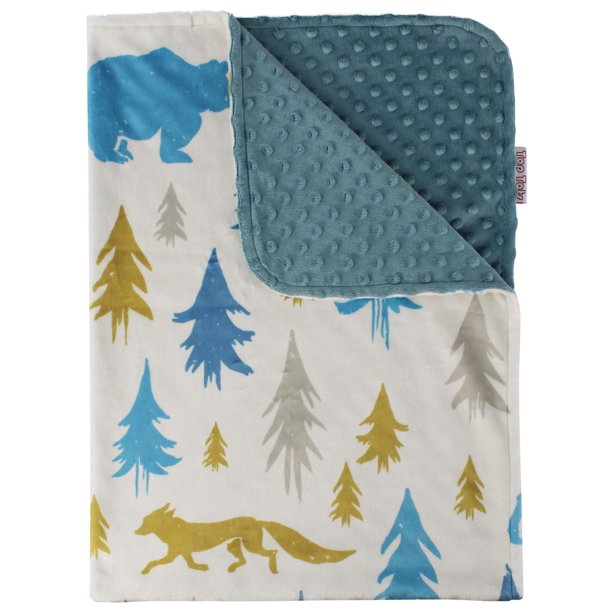 Top Tots Deluxe Minky Baby Blanket for Infant Boys and Girls, Blue Bear