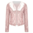 thumbnail image 5 of adviicd Women Fashion Sequin Jacket Open Front Long Sleeve Short Blazer Casual Outerwear Coat Pink, 3XL, 5 of 6