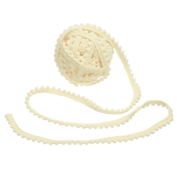 25 Yards Pom Pom Trim Ribbon, 0.5" Wide Beige Pom Pom Ball Fringe Trim Sewing Fringe Fabric Trim Ribbon for DIY Crafts Curtain Clothes Pillow Home Decoration