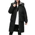 thumbnail image 2 of Ndbuld Women's Winter Coat Long Thickened and Padded Lined Parka Hooded Long Winter Warm with Pockets Parka Warm Neck Coat with Faux Fur Detachable Hood Sales Promotion,M-3XL,Black, 2 of 4