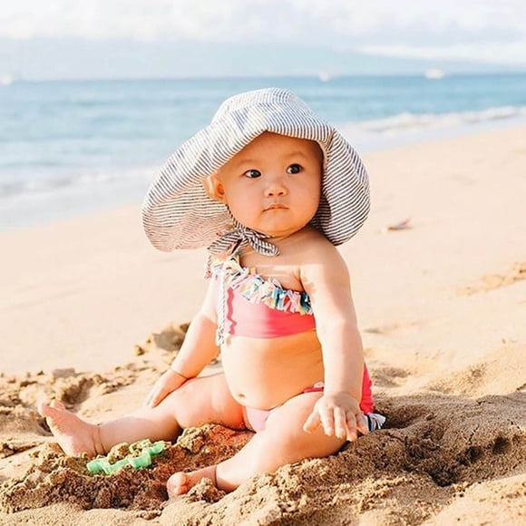 Qaailabf Baby Sun Hat for Girls | Toddler Wide-Brim Summer Hat | UPF 50+ Sun Protection | Cotton Material | Adjustable Chin Strap | Ages 2-4 Years | Head Circumference 21 Inches | Travel-Friendly