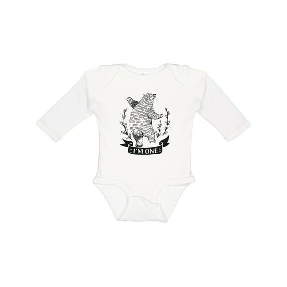 Inktastic First Birthday 1 Year Old Boys Bear Boys or Girls Long Sleeve Baby Bodysuit