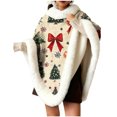 thumbnail image 6 of AUNVITO Cozy Christmas Print Fleece Shawl with Thick Faux Fur Collar Women's Warm Homewear Sleeveless Winter Wrap, 6 of 6