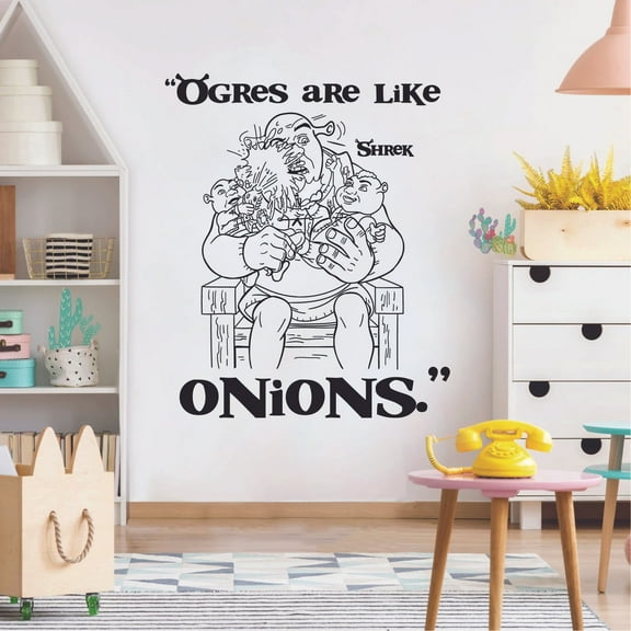 Ogres Are Like Onions - Donkey And Shrek Bestfriends Shrek Movie Quote Vinyl Wall Art Wall Decal Wall Sticker Decoration Home Room Kids Childrens Room Boys Girls Nursery Kindergarten Size (10x10 inch)