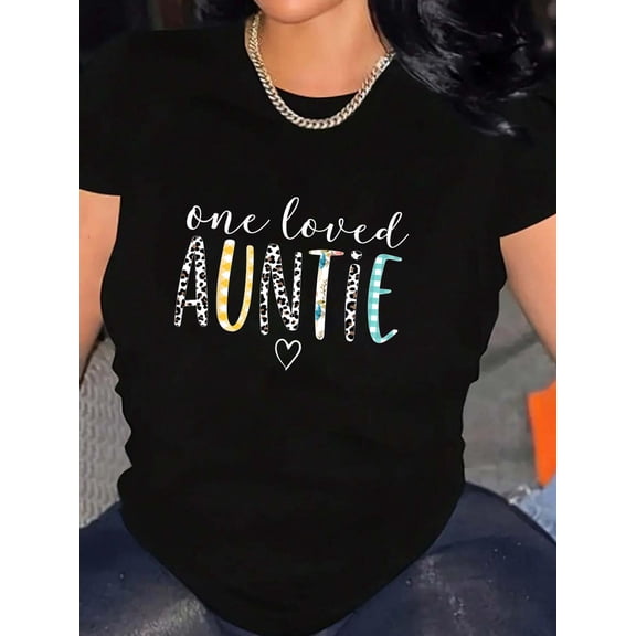 Auntie Gifts Women One Loved Auntie Mother's Day T-Shirt Graphic Tee summer Tops For Women Round Neck Fashion Cotton shirts